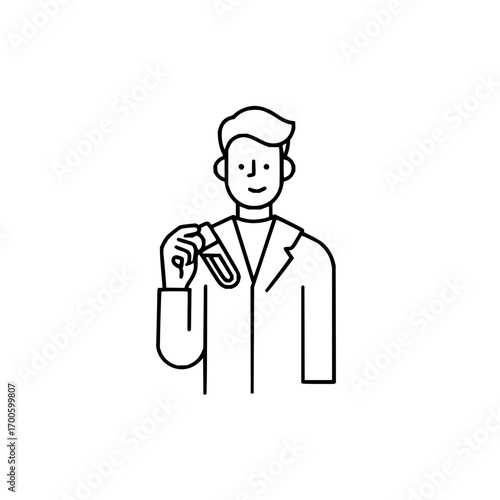 Scientist researcher lab technician holding test tube chemical analysis scientific research experiment vector