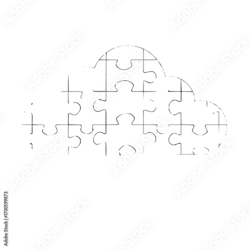 Cloud puzzle jigsaw connection teamwork strategy solution collaboration partnership cooperation integration 100