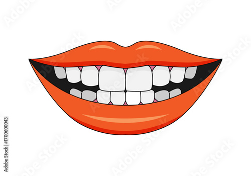 Boca sonriente de labios rojos