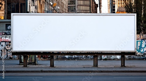 Blank billboard on city street