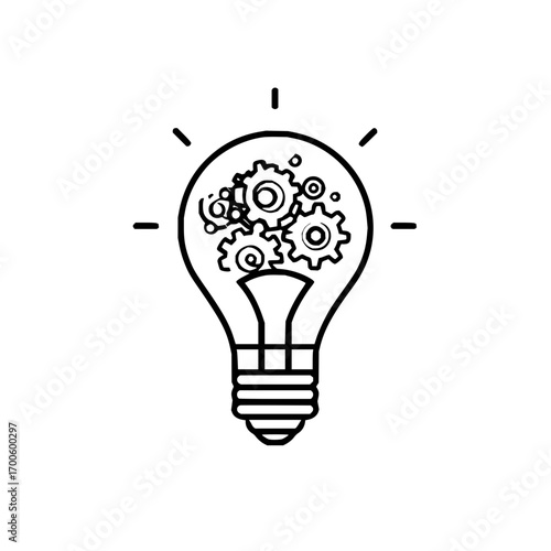 Lightbulb idea gears innovation creative thinking solution concept design mechanical engineering process system
