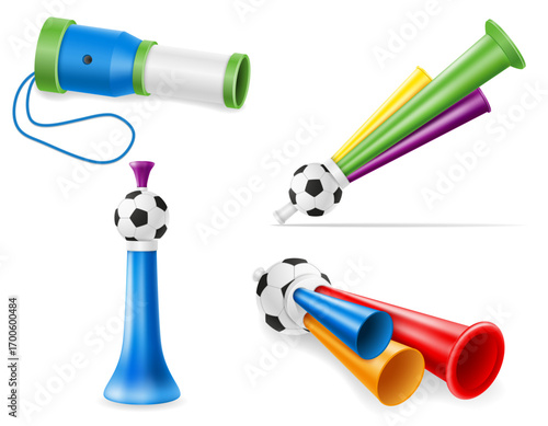fan horn attribute football soccer sports game cartoon stock vector illustration isolated on white background