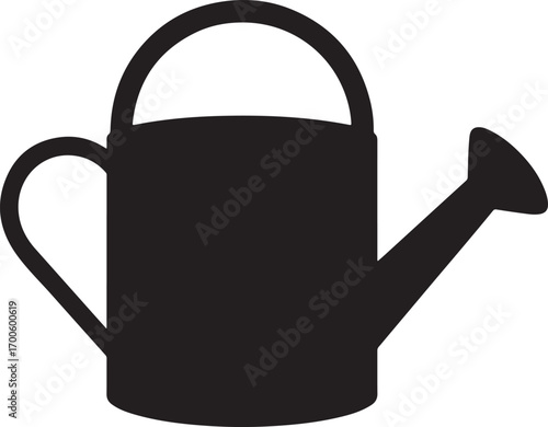 Black silhouette of a watering can on white background