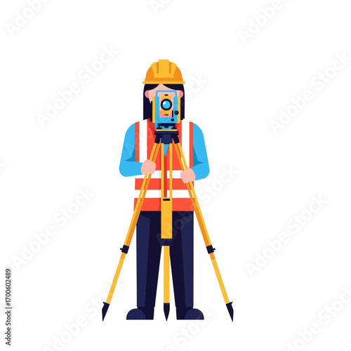 Skilled Surveyor Operating Advanced Total Station Equipment for Precise Land Measurement and Engineering Projects