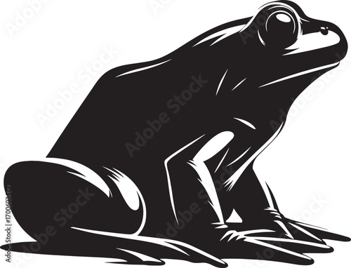 Artistic silhouette of a sitting frog captures natural amphibian beauty and wildlife