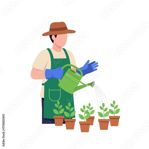 Gardener Watering Plants Cultivating Growth and Nurturing Nature