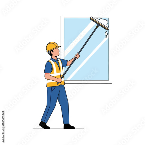 Window Cleaner at Work Illustration of a Professional in Action