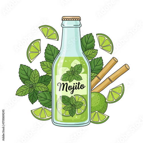 Refreshing Mojito Cocktail Illustration
