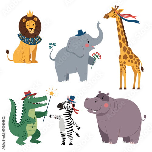 A delightful circus gathering of adorable cartoon animals