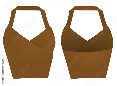Brown sleeveless t shirt. vector illustration	