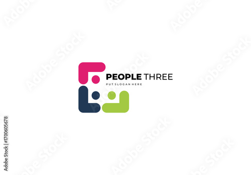 three person templet icon vector logo illustration