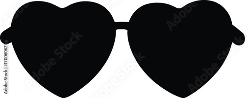 Heart sunglasses icon, heart shaped sunglasses silhouette vector