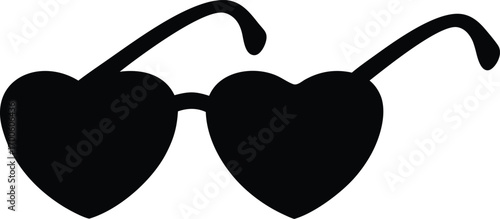 Heart sunglasses icon, heart shaped sunglasses silhouette vector