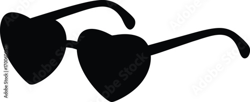 Heart sunglasses icon, heart shaped sunglasses silhouette vector