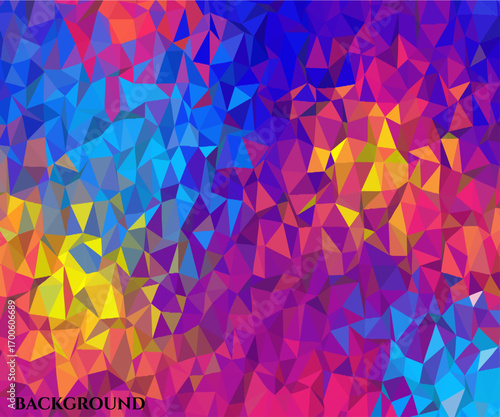 Vibrant Abstract Geometric Pattern with a Colorful Mosaic of Triangles in a Low Poly Style, Perfect for Backgrounds and Designs