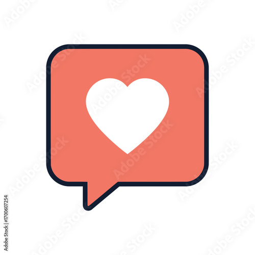 Love Message Icon Heart in Speech Bubble