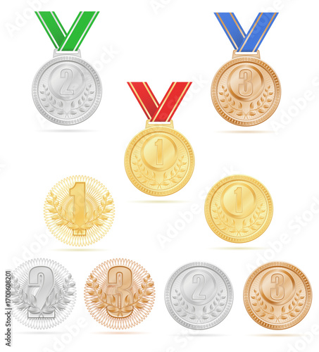 winner medal sport games gold silver bronze cartoon stock vector illustration isolated on white background