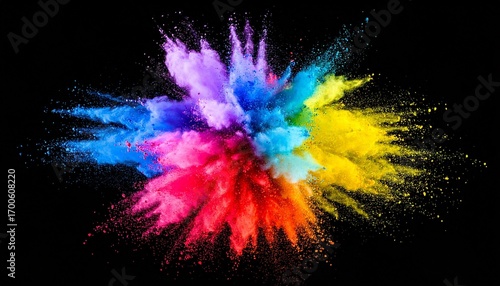 Color powder explosion on black background