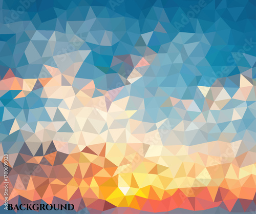 Geometric Abstraction of a Sky Landscape at Sunrise with Triangles