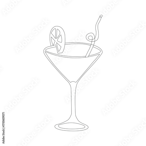 Refreshing cocktail glass with ice and lime on white background