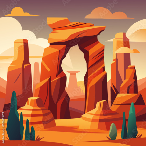 Desert landscape sandstone rock formations vector illustration vector