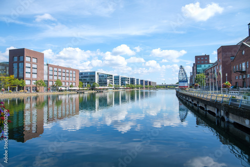 View of the inner harbor in Duisburg - Germany