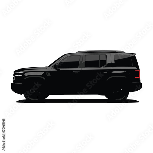 Black suv parked on a white background studio shot