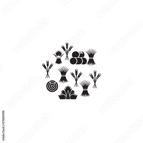Harvest and Farm Silhouette Icon Set