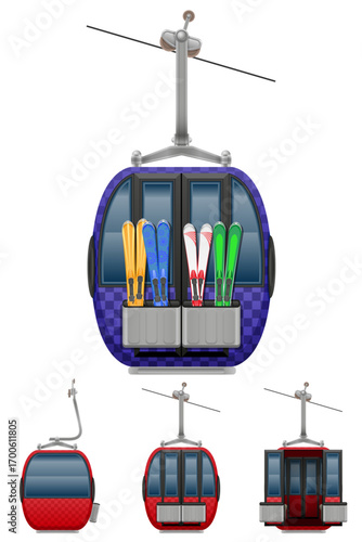 ski lift cabin cableway cartoon stock vector illustration isolated on white background