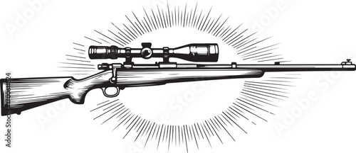 Vintage Hunting sniper Rifle with Scope Engraving Illustration design