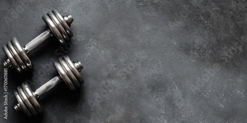 Two chrome dumbbells on a dark gray surface (2)