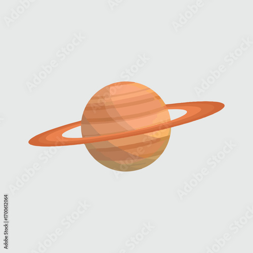 Cartoon Saturn with Rings on Plain Background Graphic