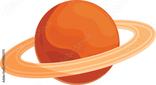 Stylized orange gas giant planet with orbiting rings