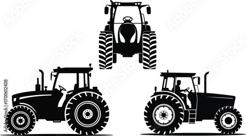 Farm Tractor Silhouettes