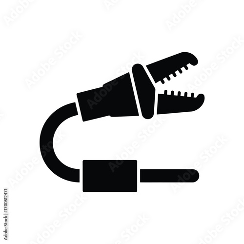 Black alligator clip with cable and connector icon