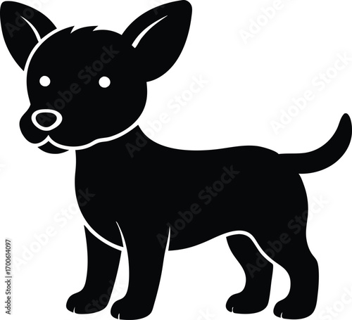 Vector Silhouette of a Puppy - Black Dog Icon for Pet-Related Design