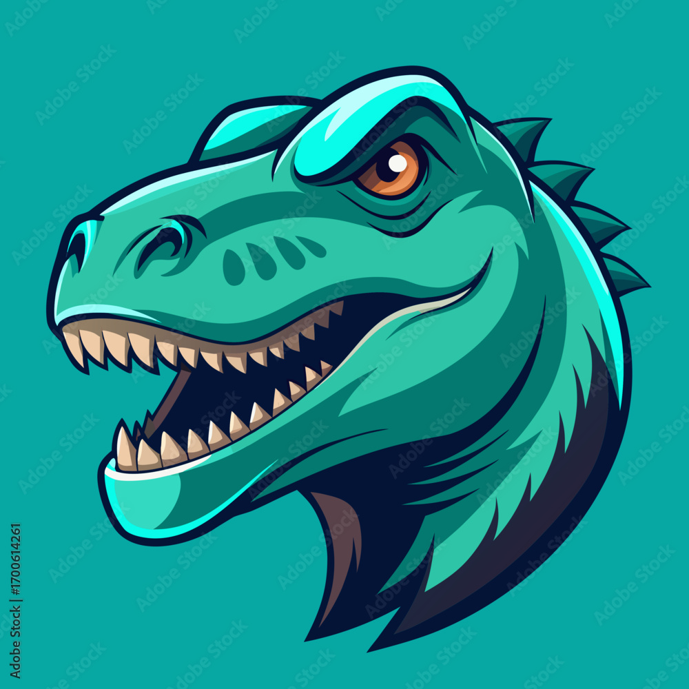 Fototapeta premium Stylized cartoon tyrannosaurus rex dinosaur head vector illustration vector