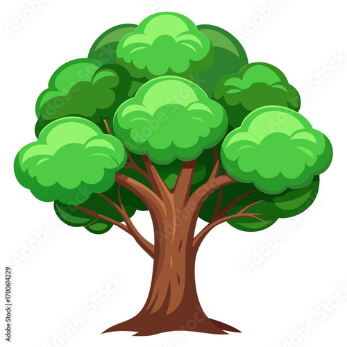 Stylized cartoonish mature tree vector illustration scalable eps icon vector