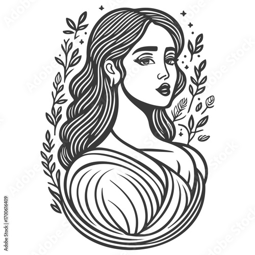 beautiful young woman history month day illustration grey