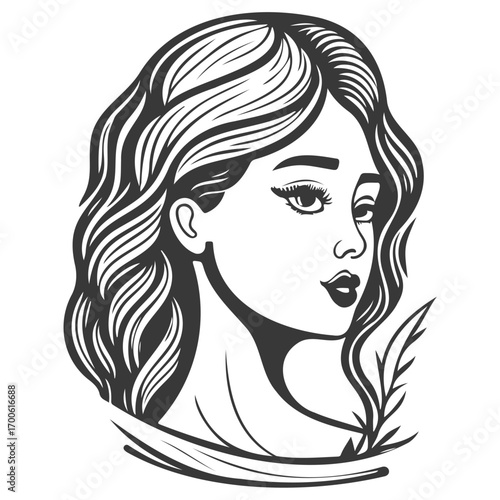 beautiful young woman history month day illustration grey