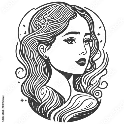 beautiful young woman history month day illustration grey