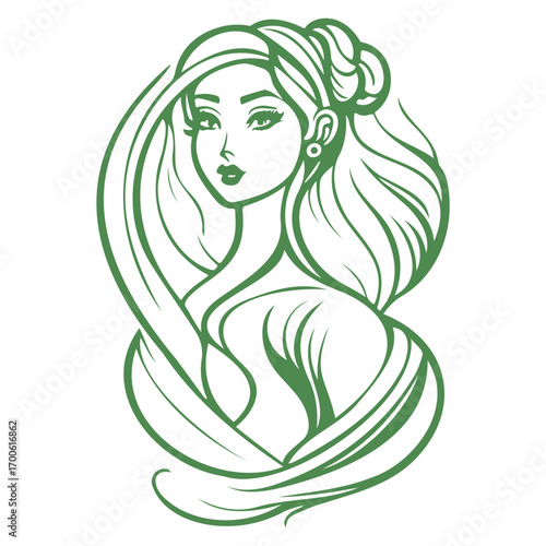 beauty girl illustration green