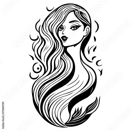 woman beauty mermaid illustration sketch