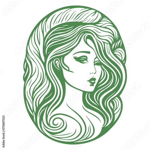 woman beauty mermaid illustration green