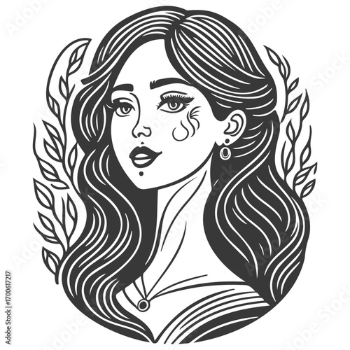 beautiful young woman history month day illustration grey