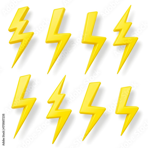 Free Download Multiple yellow lightning bolt shapes isolated on white background - GFXLoad