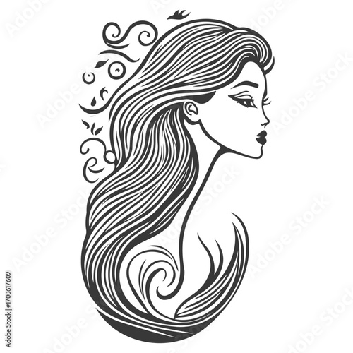 woman beauty mermaid illustration grey