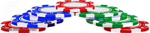 Colorful poker chips stack casino gambling illustration isolated on white