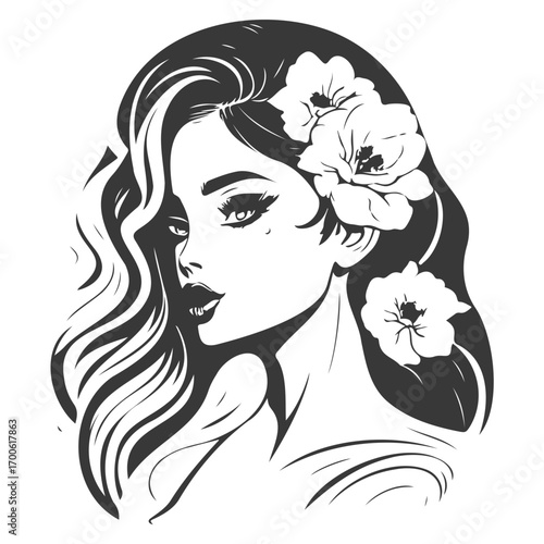 beauty girl illustration grey
