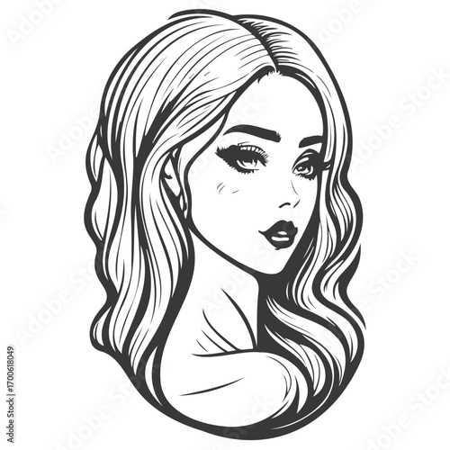 beauty girl illustration grey